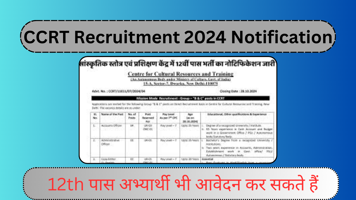 CCRT Recruitment 2024 Notification