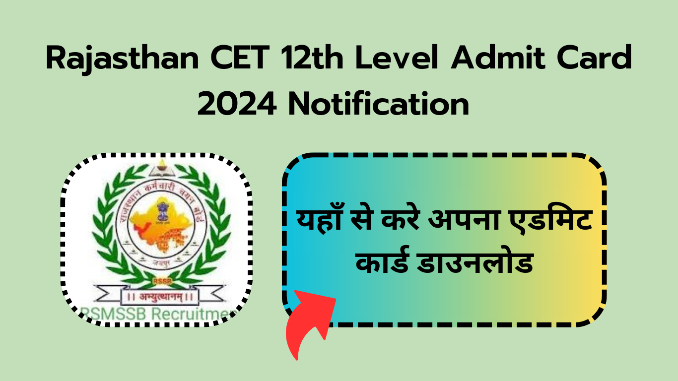 Rajasthan CET 12th Level Admit Card 2024